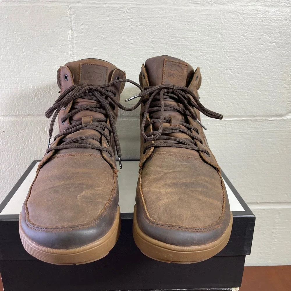 Lems Boulder Summit WP Boots Rugged Bark Brown Leather Waterproof Men's 15 US